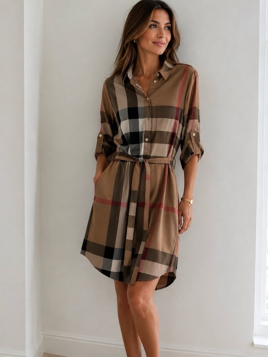 Burberry Dresses & Skirts - Burberry Women's Plaid Dress - Brown and Black
